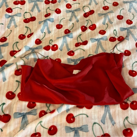 RED SATIN TOP - Picture 1 of 4